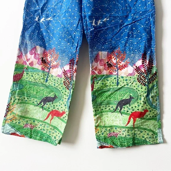 Women's Blue and Green Pajama Pants - Picture 4 of 6